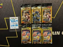 Pokemon Sun & Moon Cosmic Eclipse 3 Card Booster Pack Tag Team Team Up - Image 1