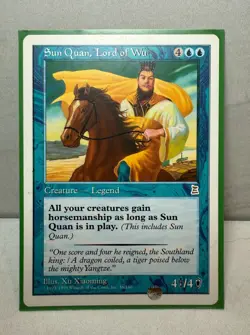 MTG PORTAL THREE KINGDOMS SUN QUAN LORD OF WU ENGLISH P3K RARE CREATURE BLUE NM - Image 1