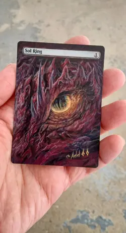 MtG Sol Ring Full Magic Altered Hand Painted Art Original Alter Dragon - Image 1