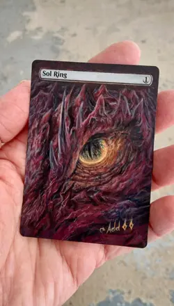 MtG Sol Ring Full Magic Altered Hand Painted Art Original Alter Dragon - Image 5