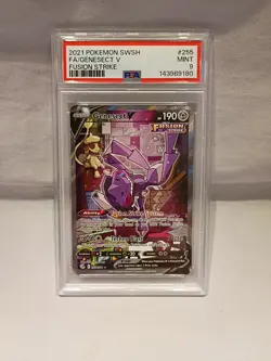2021 POKEMON SWORD & SHIELD FUSION STRIKE #255 FULL ART/GENESECT V PSA 9 - Image 1