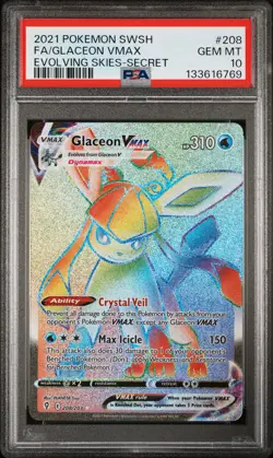 2021 POKEMON SWORD & SHIELD EVOLVING SKIES SECRET FULL ART/GLACEON VMAX PSA 10 - Image 1
