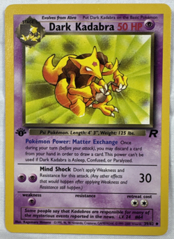 Pokemon TCG Dark Kadabra 1st Edition 039/82 – NM– Team Rocket (TR) WotC - Image 1