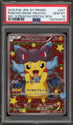 Pokemon Poncho-Wearing Pikachu M Charizard X JPN Full Art Promo 207/XY-P PSA 10 - Image 1