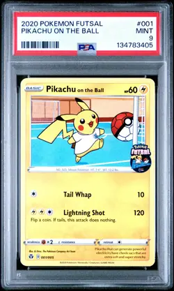 2020 POKEMON FUTSAL #001 PIKACHU ON THE BALL PSA 9 - Image 1