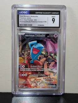 Team Rocket's Wobbuffet 203 Pokemon Center ETB Stamp Black Star Promo CGC 9 - Image 1