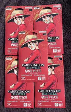 One Piece OP-13 CARRYING ON HIS WILL Sleeved Booster Packs Lot Of 5 NEW/SEALED - Image 1