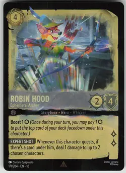 Disney Lorcana TCG Robin Hood - Ephemeral Archer Rare Cold Foil Whispers 171/204 - Image 1