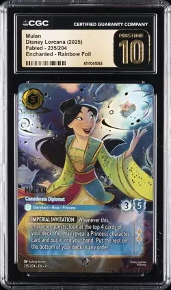 2025 DISNEY LORCANA FABLED ENCHANTED - RAINBOW FOIL #235 MULAN CGC 10 PERFECT - Image 1