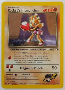Rocket's Hitmonchan 011/132 Gym Heroes Holo Rare Pokemon Card 60 HP - Image 1