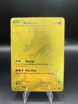 Pokemon 2013 Reshiram 114/113 Gold Secret Rare Full Art – Legendary Treasures LP - Image 1