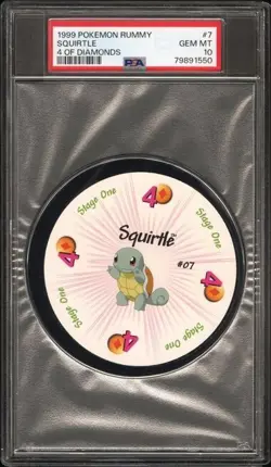 1999 Pokemon Rummy Squirtle 4 of Diamonds #7 PSA 10 POP 16 - Image 1
