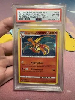 2022 POKEMON SWSH BLACK STAR PROMO #075 SPECIAL DELIVERY CHARIZARD-HOLO PSA 8 - Image 1