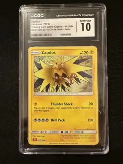 Pokemon TCG: CGC 10 (2023) Zapdos 012/034 Classic Collection - Image 1