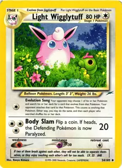 Pokemon TCG Light Wigglytuff Neo Destiny Uncommon Card 54/105 Unlimited LP - Image 1