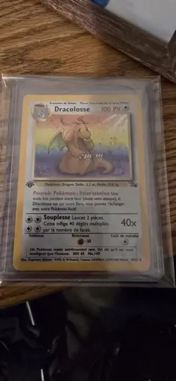 Pokemon Dragonite 4/62 Fossil 1st Edition Holo Rare 100 HP French Card - Image 1