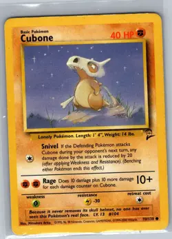 Cubone 70/130 Non Holo Base Set 2 - Pokemon Card - NM - Image 1