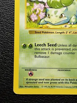 Pokemon Card Bulbasaur 44/102 Shadowless Base Set WOTC Vintage MP - Image 4