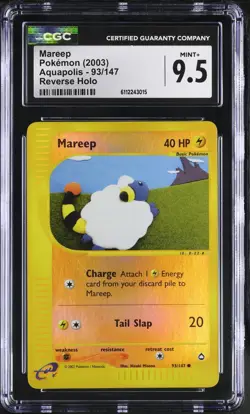 Pokemon Card Mareep Aquapolis Reverse Holo 93/147 CGC 9.5 PSA RARE 2003 Invest - Image 1