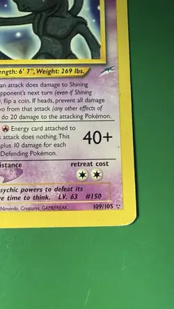Pokemon Shining Mewtwo Secret Rare Holo Neo Destiny 109/105 English Card - Image 4