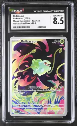 Bulbasaur Mega Evolution 133/132 Illustration Rare CGC 8.5 Graded Pokemon Card - Image 1
