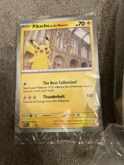 Pokemon x National History Museum Pikachu Jumbo Promo TCG Card & Plush Toy - Image 2