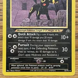 Umbreon 32/75 2001 Neo Discovery Pokemon Card Non Holo Vintage WotC - Image 4