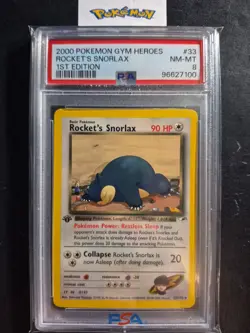 First Edition 2000 Pokemon Gym Heroes 33/132 Rocket's Snorlax PSA NM-MT 8 - Image 1