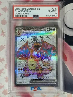 2023 Pokemon Obsidian Flames CHARIZARD EX 215/197 ULTRA RARE PSA 10 GEM MT - Image 3