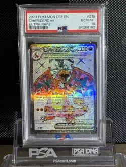 2023 Pokemon Obsidian Flames CHARIZARD EX 215/197 ULTRA RARE PSA 10 GEM MT - Image 5