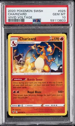 2020 POKEMON SWORD & SHIELD VIVID VOLTAGE #025 CHARIZARD PSA 10 - Image 1