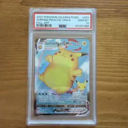 Pokemon Celebrations Surfing Pikachu VMAX Full Art 009/025 PSA 10 - Image 1
