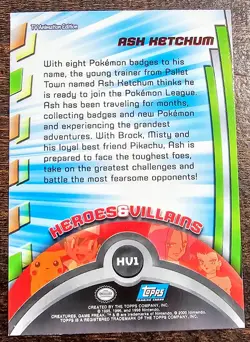 2000 Topps Pokemon TV Series 2 Ash Ketchum #HV1 Holo Foil Blue Logo - Image 2