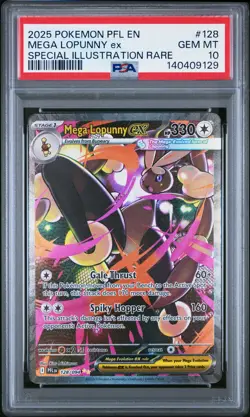 2025 POKEMON PFL EN-PHANTASMAL FLAMES #128 MEGA LOPUNNY EX PSA 10 - Image 1