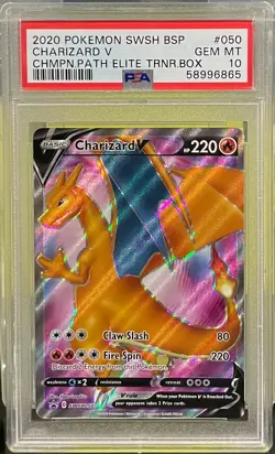 PSA 10 GEM MINT Pokemon Charizard V Champions Path Elite Trainer Box SWSH050 - Image 1