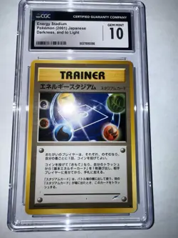 Pokemon TCG 2001 Energy Stadium Japanese Darkness And To light CGC 10 Gem Mint - Image 1