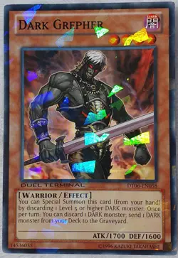 Yugioh 1x Dark Grepher DT06-EN058 Duel Terminal Shatterfoil Rare Near Mint - Image 2