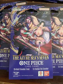 14x One Piece OP14 THE AZURE SEA’S SEVEN Sleeved Blister Booster Packs Sealed - Image 3
