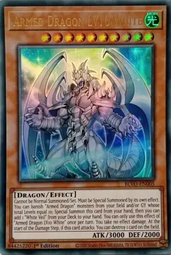 BLVO-EN005 ARMED DRAGON LV10 WHITE ULTRA RARE 1ST EDITION YuGiOh CARD - Image 1