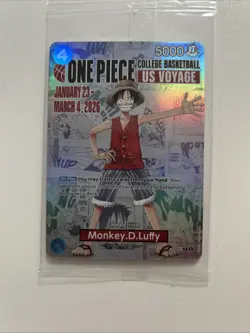Bandai Monkey D Luffy One Piece Promo College Basketbal Voyage Card Unopened - Image 1