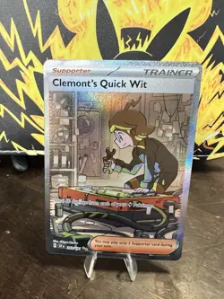 NM Pokemon Clemont's Quick Wit 243/191 Surging Sparks Holo SIR Pokemon Card TCG - Image 1