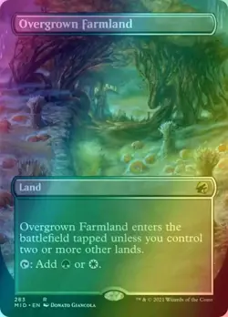 1x NM Overgrown Farmland [Borderless Foil] - Innistrad: Midnight Hunt pack fresh - Image 1