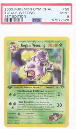 PSA 9 MINT 2000 Pokemon Gym Challenge #50 Koga's Weezing 1st Edition !!! - Image 1