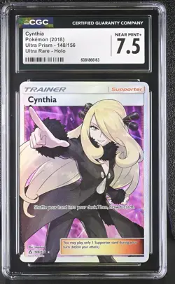 CGC 7.5 Cynthia 2018 Ultra Prism 148/156 Ultra Rare Holo Pokemon Card - Image 1