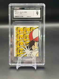 1998 Pokemon Merlin Series 1 Sticker Ash #237, CGC 9 - Image 1