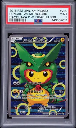 2016 POKEMON JPN XY PROMO #230 PONCHO-WEARING PIKACHU PSA 9 - Image 1