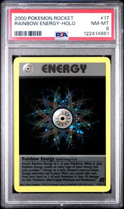 Rainbow Energy Holo PSA 8 NM-MT - 2000 Pokemon Rocket #17 - new cert! - Image 2