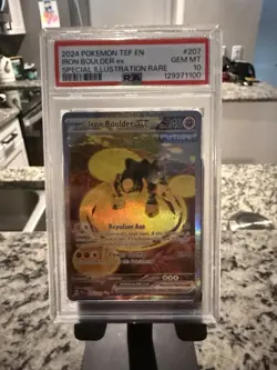 Pokemon TCG Iron Boulder EX Scarlet & Violet Temporal Forces 207/162 PSA 10 - Image 1