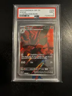 Pokemon Scizor Illustration Rare 205/197 SV03 Obsidian Flames Holo PSA 9 2023 - Image 1