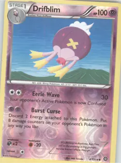 Drifblim Reverse Holo Pokemon tcg XY - Steam Siege #47/114 - Image 1